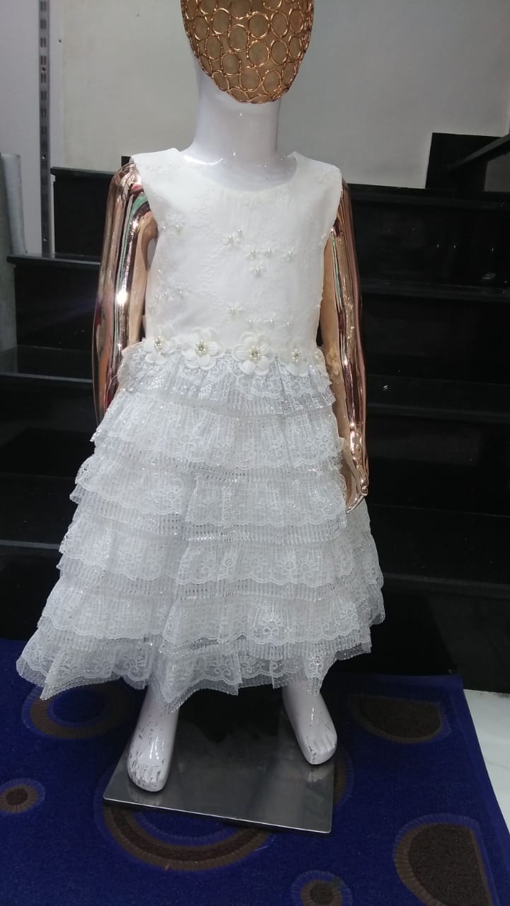 Girl Imported Fancy Frock White