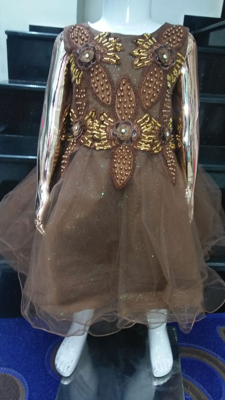 Girl Imported Fancy Frock Brown