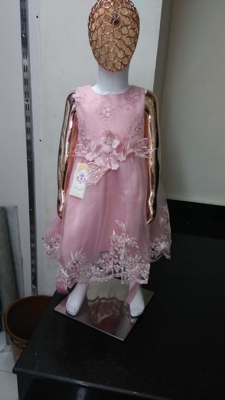 Girl Imported Fancy Frock Pink A-1