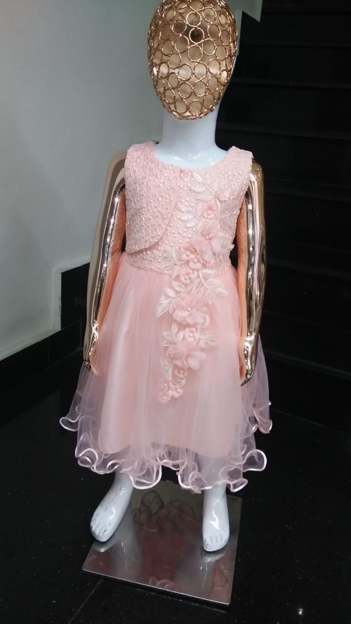 Girl Imported Fancy Frock Pink A-2