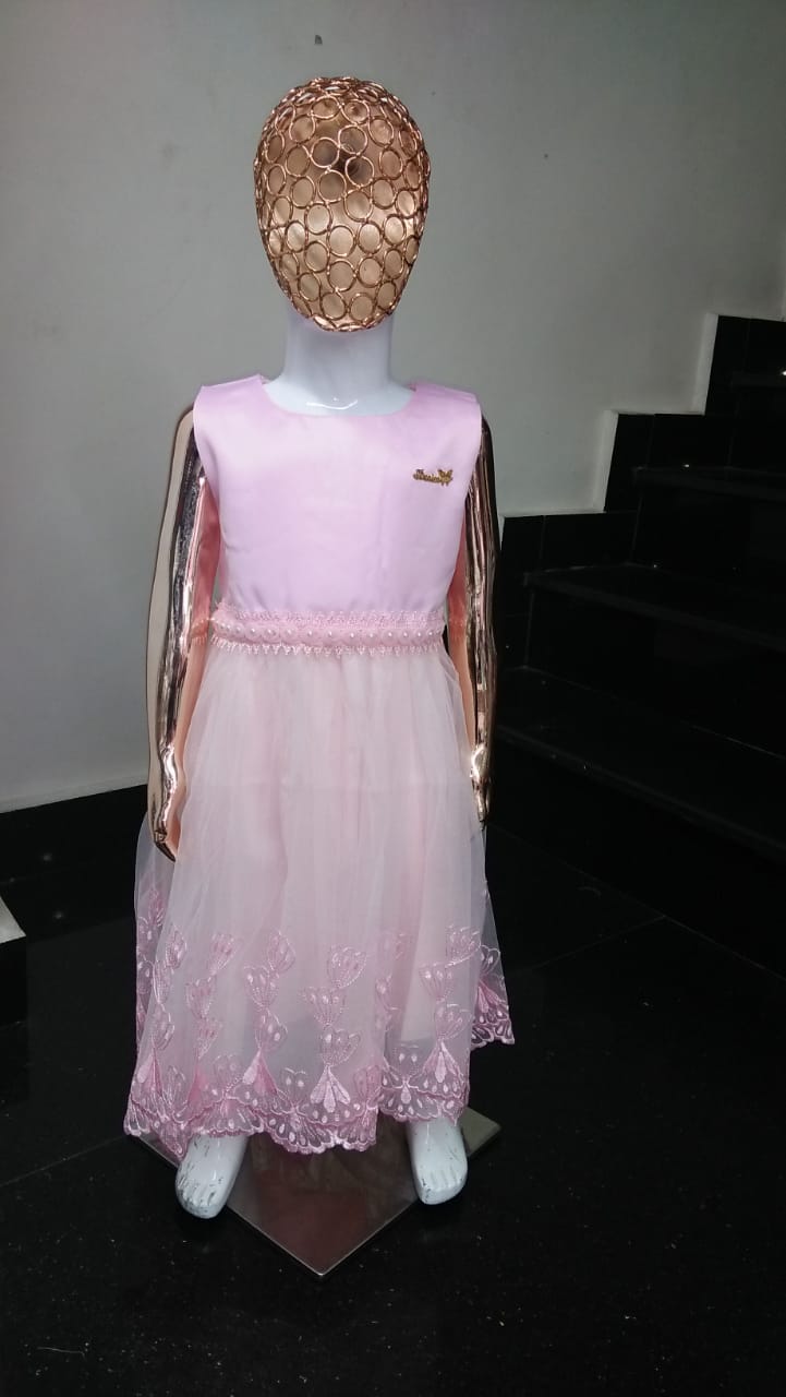 Girl Imported Fancy Frock Pink A-3