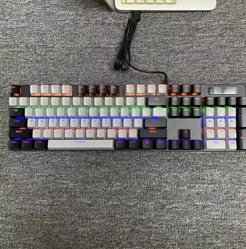 Zidli ZK100 Blue Switches Mechanical Gaming Keyboard, 104 Keys, RGB Rainbow Lights, 12 Modes Lightening effects