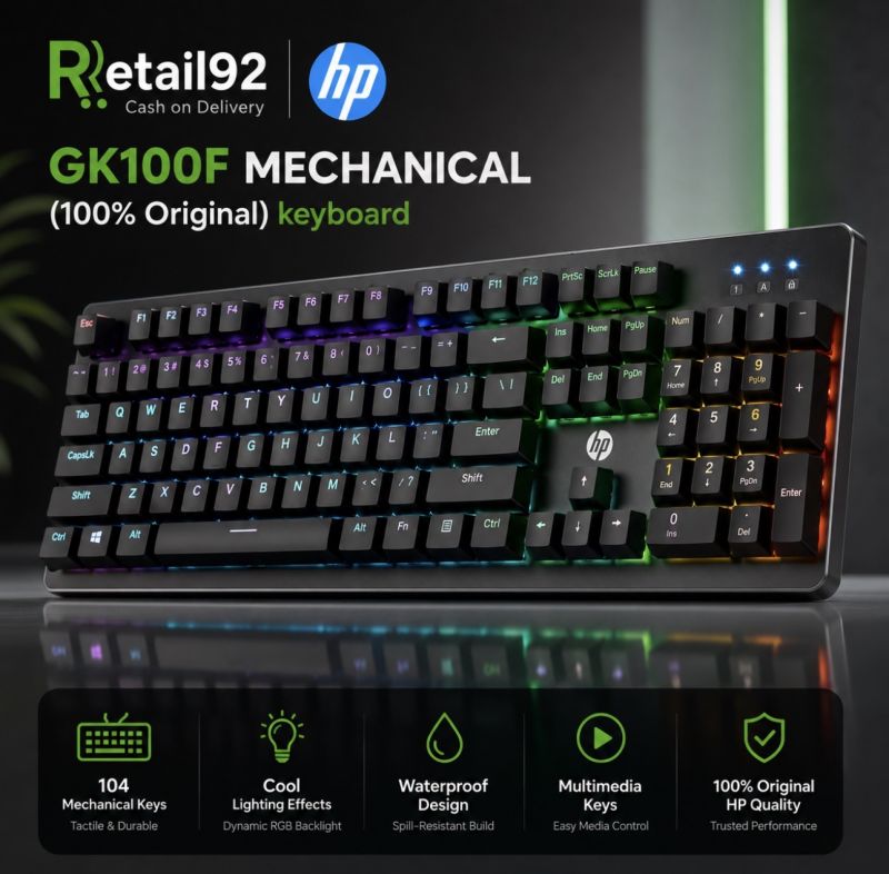 Original HP Blue/Red Switch Mechanical Gaming Keyboard GK100F & GK400F