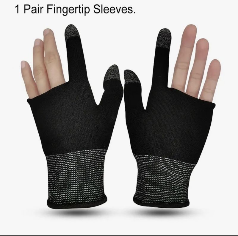 Two Finger Full Hand Pubg Gloves Pair Triggers Fire Button Anti Sweat Breathable Full Hand Gloves For PUBG Free Fire Thumb Gaming Gloves Sleeve With Extra Grip For Gaming Thumb Gloves And Daily Use Pubg Thumb Gloves Finger Sleeves For Pubg - Free Size