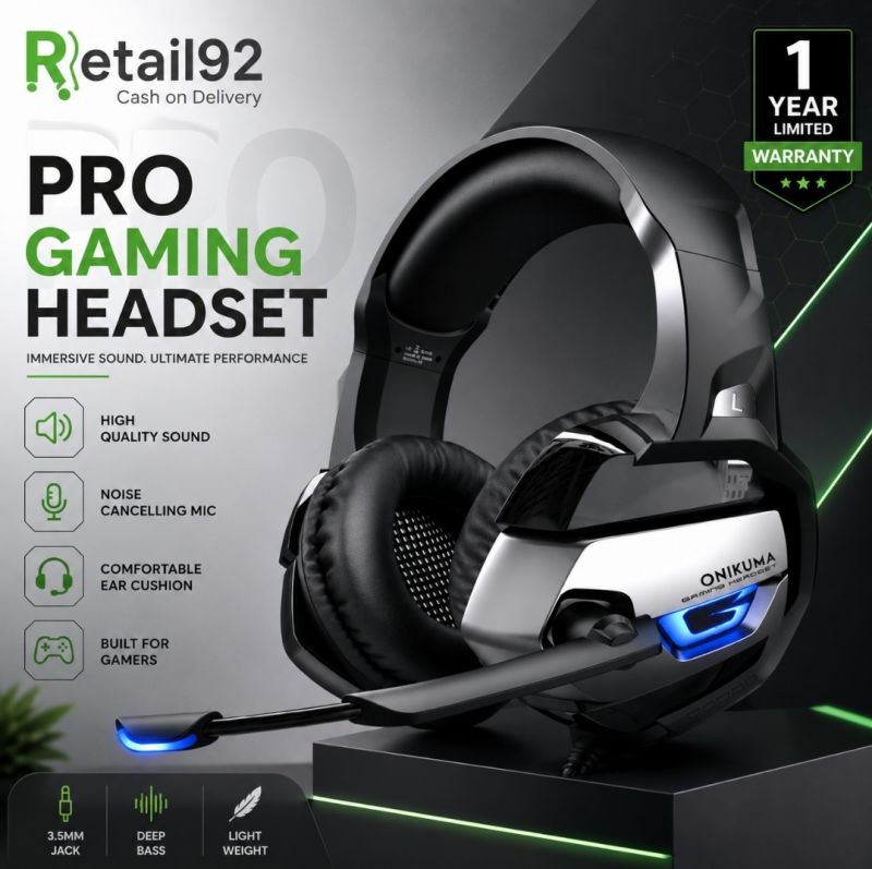ONIKUMA K5 Gaming Headset With Noise Cancellation Mic And 360 Surround Sound for PS4 PC Xbox One - Grey camo / Blue