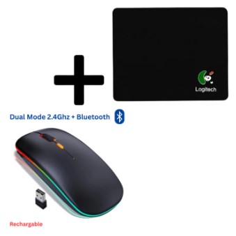 Wireless RGB Mouse + Dragon Design Mouse Pad - 7 Light Color Mouse with Mouse pad