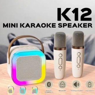 K12 Wireless Mic With Speaker Dancing Light Karaoke Mic - Single / Double RGB 7 ColourWith Portable Bluetooth Microphone For Recording With Speaker For Music