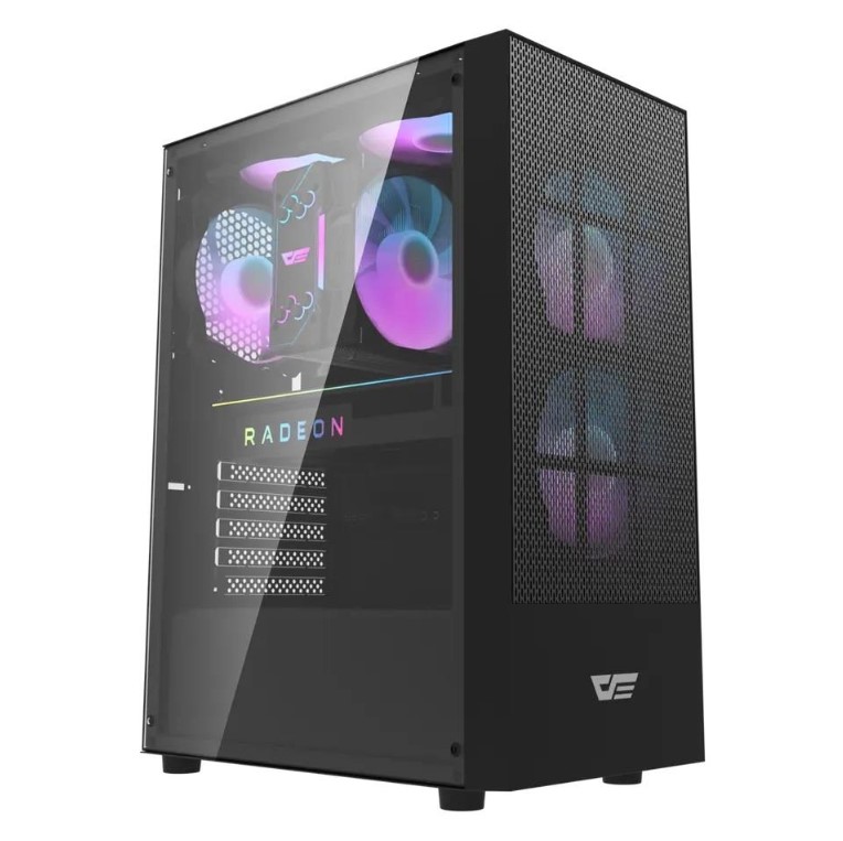 DarkFlash A290 ARGB Mid-Tower ATX Gaming Case – Black/White