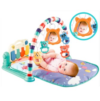 Plastic harmonium multi-function music and light piano baby play mat with fence