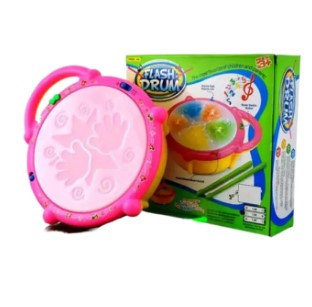 Cute light and music flash drum toy set - multi color