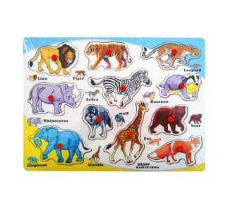 Animals Shapes and Names Wooden Puzzle Board For Kids