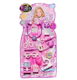 Pink Doctor Set for Kids 8 Pieces Medical Role Play Toy Kit