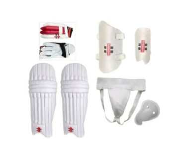 Pack of 5 hard ball cricket accessories+cricket thigh pads+ cricket Leg pads+cricket Elbow +cricket guard sporter set +5 accessories Cricket kit low price kit of 5 for right handed batsmans 5 pack kit available for all Age groups kids kit Adult kit