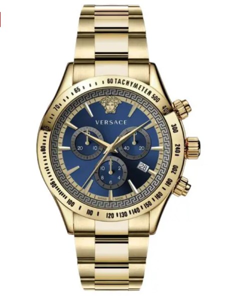 Versace Men’s Quartz Swiss Made Gold Stainless Steel Blue Dial 44mm Watch