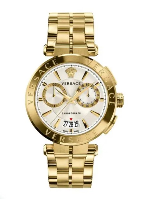Versace Men’s Quartz Swiss Made Stainless Steel Silver Dial 45mm Watch
