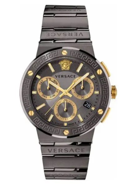Versace Men’s Quartz Swiss Made Grey Stainless Steel Grey Dial 43mm Watch
