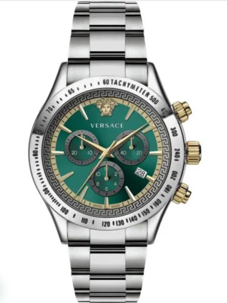 Versace Men’s Quartz Swiss Made Silver Stainless Steel Green Dial 44mm Watch