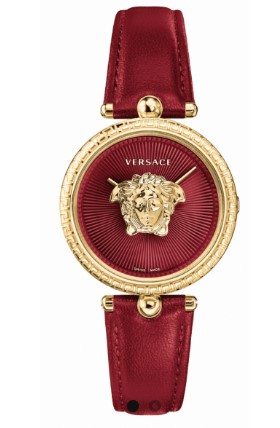 Versace Palazzo Women’s Quartz Swiss Made Red Leather Strap Red Dial 34mm Watch