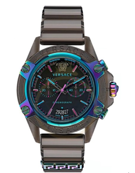 Versace Unisex Quartz Swiss Made Gray Silicone Strap Black Dial 44mm Watch
