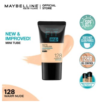 Maybelline New York Fit Me Matte & Poreless Liquid Foundation 18ml Tube - 128 Warm Nude - For Normal to Oily Skin