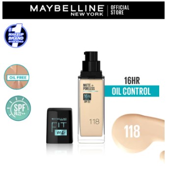 Maybelline New York - NY Fit Me Matte + Poreless Liquid Foundation SPF 22 118 Light Beige 30ml For Normal to Oily Skin
