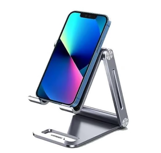 UGREEN 80708 Adjustable Aluminum Phone Holder, Sturdy Metal Desktop Stand, Foldable, 0°-100° Adjustable