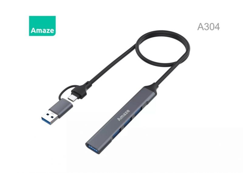 AMAZE A304 Type+USB3.0 To 4 Port USB3.0 HUB