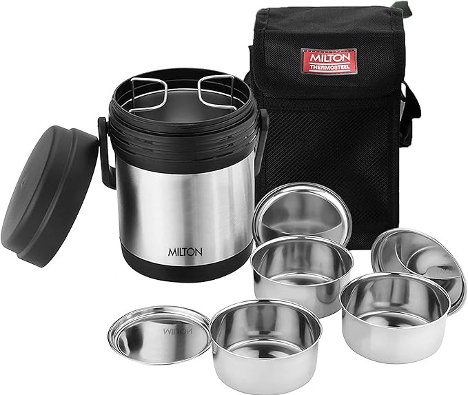 Milton Thermosteel Hot Meal 3 Container Lunch Box EC-TMS-FIS-0014_STEEL