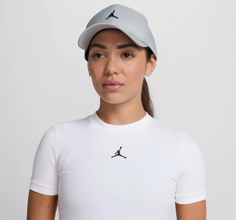 Jordan Women’s Grey Cap and White Performance Top
