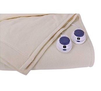 Perfect Fit SoftHeat | Luxury Micro-Fleece Heated Electric Warming Blanket with Safe & Warm Low-Voltage Technology, Queen, Natural