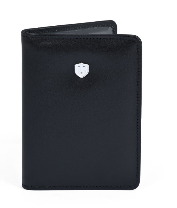 UNIWORTH Black 100% Leather Passport Wallet