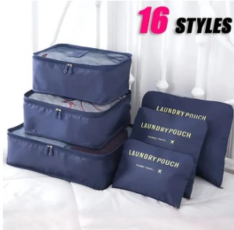6 Pcs Travel Packing Cubes Set Oxford Fabric Clothes Organizer Laundry Pouch With Zipper Multiple Color