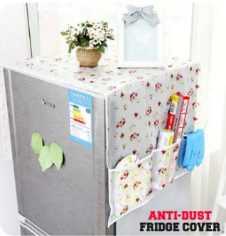 Waterproof Fridge Dust Cover with 6 Side Pockets Parachute Material Dustproof Moistureproof Storage Organizer