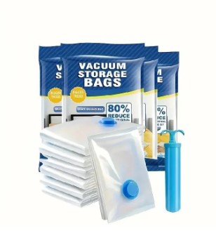 Vacuum Storage Bags With Pump Reusable Compression Organizer Bags For Clothing Blankets Food Storage