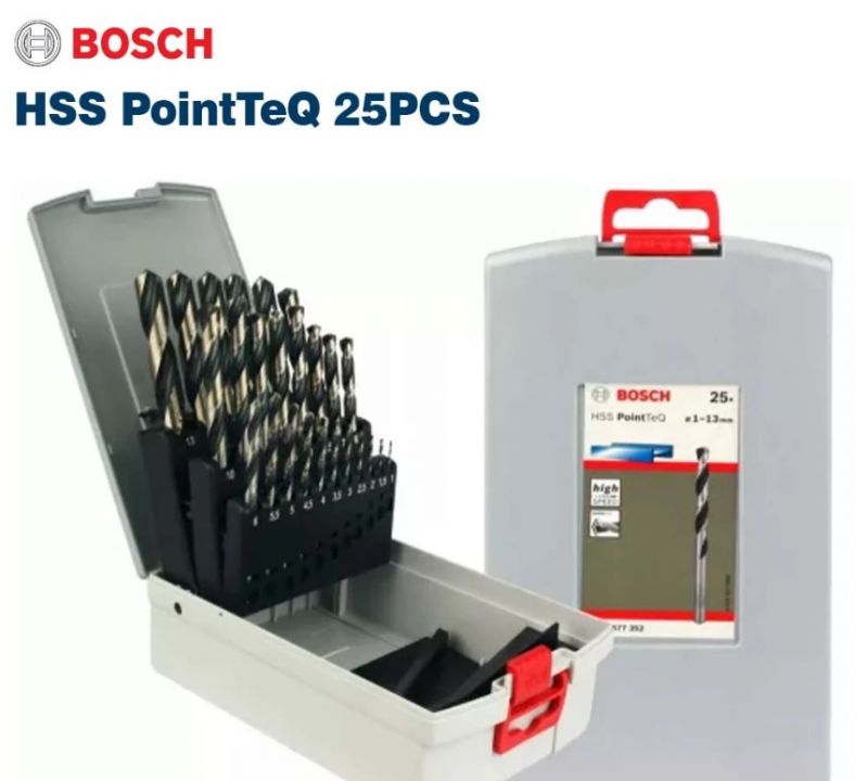 Bosch HSS PointTeQ 25Pcs Metal Drill Bit Set Dia 1-13MM