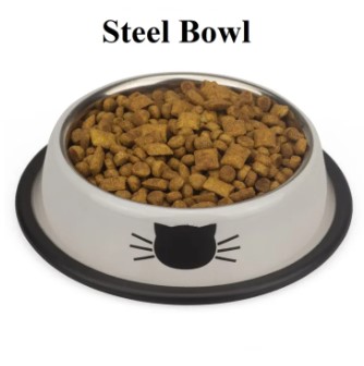 Cat Kitten Puppy Stainless Steel Food Water Bowl 4.7 Inches Top Diameter Pet Dog Feeder For Dogs Cats Anti Slip Bowl Non-Skid Cute Cat Face Print Dish