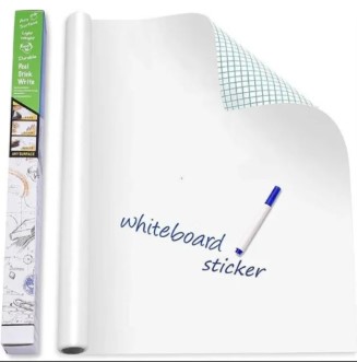 Dry Erase Whiteboard Sticker Roll (2 Meter) | 45 X 200 or 60 X 200cm | Self-Adhesive Removable Whiteboard Wall Sticker with Marker | Reusable PVC Vinyl White Board Sheet for Home, Office, School & Kids