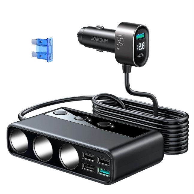 Joyroom JR-CL06 154W Car Charger with 3 Sockets PD+QC3.0+USB*4
