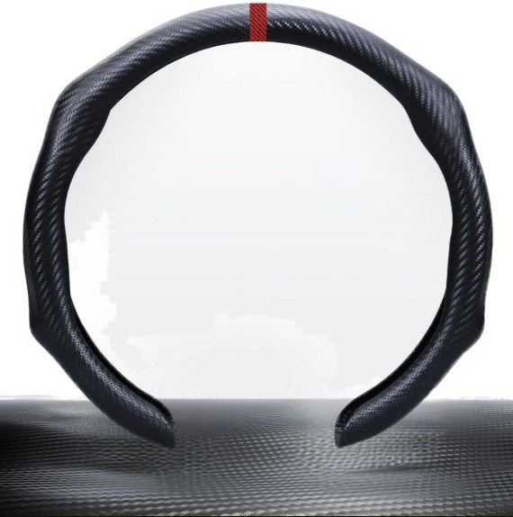 5D Matte Carbon Fiber Car Steering Wheel Cover – Black