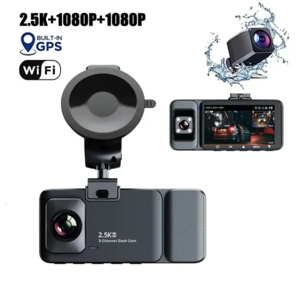 K02 3-Channel Dash Cam | 2.5K + 1080P | Built-In GPS & Wi-Fi