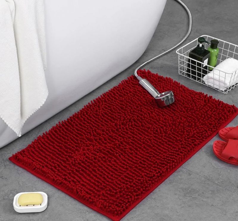 Microfiber anti Slip Bath Mat- Red
