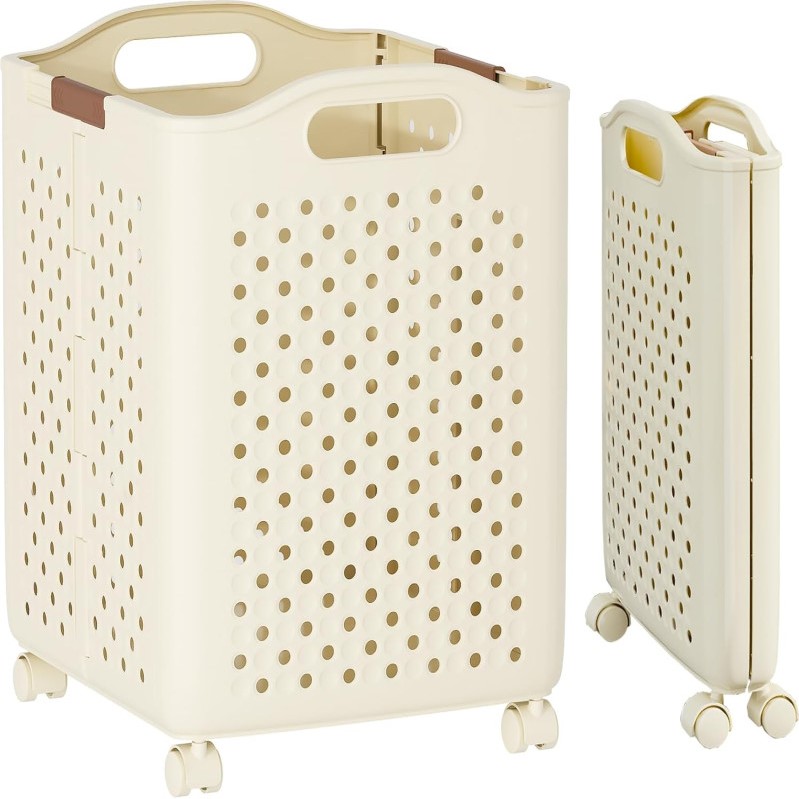 Foldable Household Laundry Basket With Wheels, Large Capacity Laundry Hamper