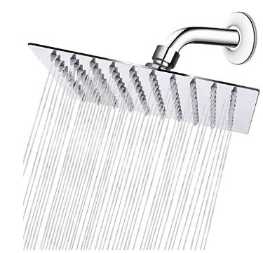 HIGH PRESSURE Rain Shower head, NearMoon High Flow Stainless Steel 8 Inch Square ShowerHead, Pressure Boosting Design, Awesome Shower Experience Even At Low Water Flow (Chrome Finish)