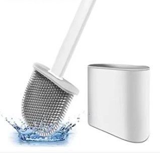 Silicone Toilet Brush with Toilet Brush Holder Creative Cleaning Brush