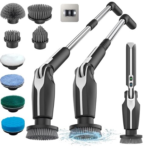 Electric Spin Scrubber, Electric Cleaning Brush with 8 Replaceable Brush Heads
