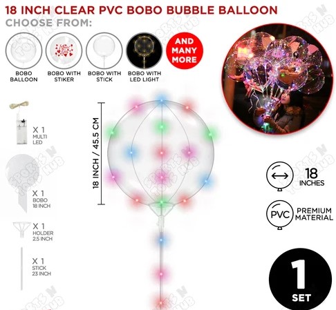 18 Inch BOBO Balloon With LED Light & Stick