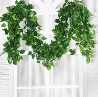 Pack of 12 Artificial Money Plant Leaf Bails 8ft Length Green Hanging Garland for Home, Office, Wedding, and Festival Decoration