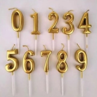 Gold Number Candle, 0 1 2 3 4 5 6 7 8 9 digital Number Birthday Candles Cake Topper Birthday Cake flag Decorations