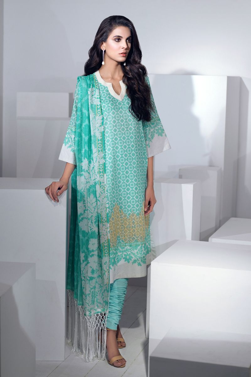 3 Piece Embroidered Suit with Lawn Dupatta