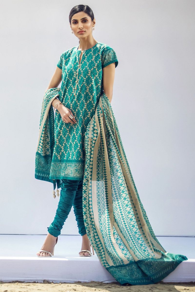 3 Piece Printed Suit with Lawn Dupatta